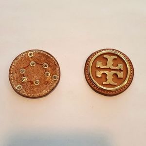 Tory Burch shoes logo leather metal brown gold